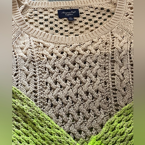 American Eagle Outfitters Ombre Cream/Gray/Green Open Knit Cotton Blend … - Picture 4 of 10